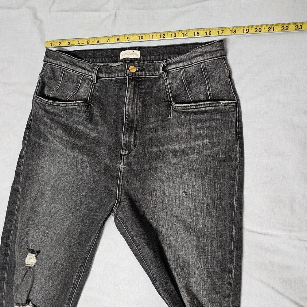 Favorite Daughter Jordie Charcoal Gray Distressed Jeans Size 34 Stretch Cotton - Picture 13 of 16
